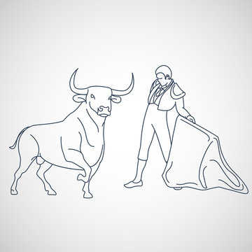 Bull fighting vector icon illustration