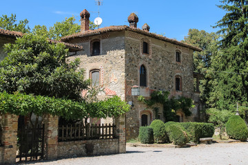 Old building in medieval Grazzano Visconti, Italy