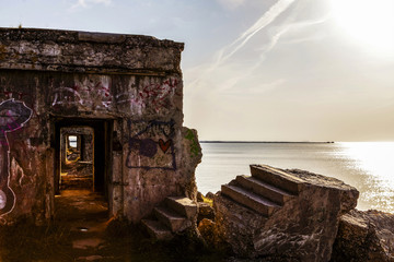 The sun is shining very beautiful karostā Latvia.Liepajas over ruins
