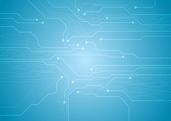 Bright blue circuit board chip technology background