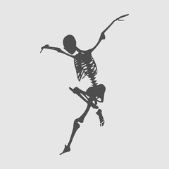 Human skeleton jump. Vector illustration. Halloween party design template