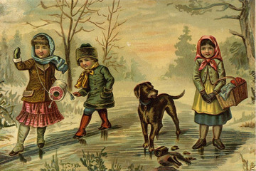 Children's games. A winter walk.