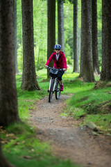 Naklejka premium Woman riding bike 