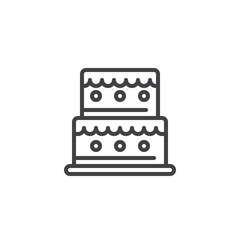 Birthday cake line icon, outline vector sign, linear style pictogram isolated on white. Symbol, logo illustration. Editable stroke