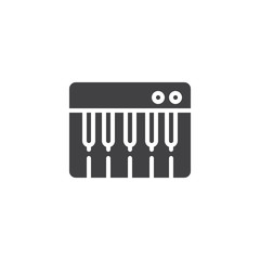 Piano keyboard icon vector, filled flat sign, solid pictogram isolated on white. Midi controller symbol, logo illustration.