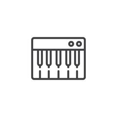 Piano keyboard line icon, outline vector sign, linear style pictogram isolated on white. Midi controller symbol, logo illustration. Editable stroke