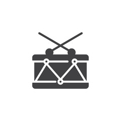 Drum icon vector, filled flat sign, solid pictogram isolated on white. Snare symbol, logo illustration.