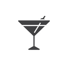 Cocktail glass icon vector, filled flat sign, solid pictogram isolated on white. Symbol, logo illustration.