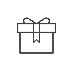 Present gift box line icon, outline vector sign, linear style pictogram isolated on white. Symbol, logo illustration. Editable stroke