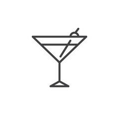 Cocktail glass line icon, outline vector sign, linear style pictogram isolated on white. Symbol, logo illustration. Editable stroke