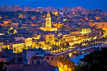 Fototapeta na wymiar City of Split aerial view at dawn