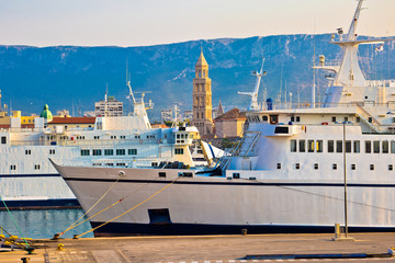City of Split boats and landmarks view