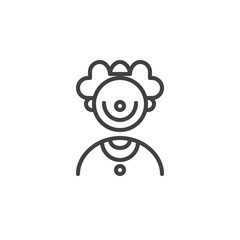 Clown line icon, outline vector sign, linear style pictogram isolated on white. Symbol, logo illustration. Editable stroke