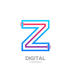 Letter Z with Dots and Lines logotype,Square shape, Technology and digital, connection logo