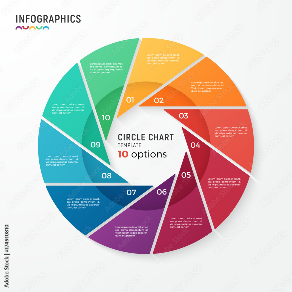 Wall mural vector circle chart infographic template for data visualization.