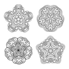 Vector decorative black and white decorative elements set