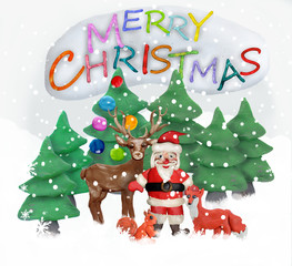 plasticine 3D Christmas Greeting card 
