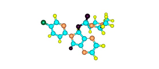 Zopiclone molecular structure isolated on white