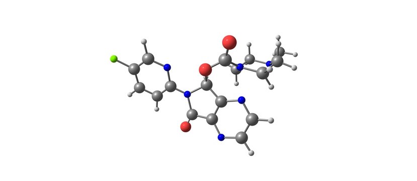 Zopiclone molecular structure isolated on white