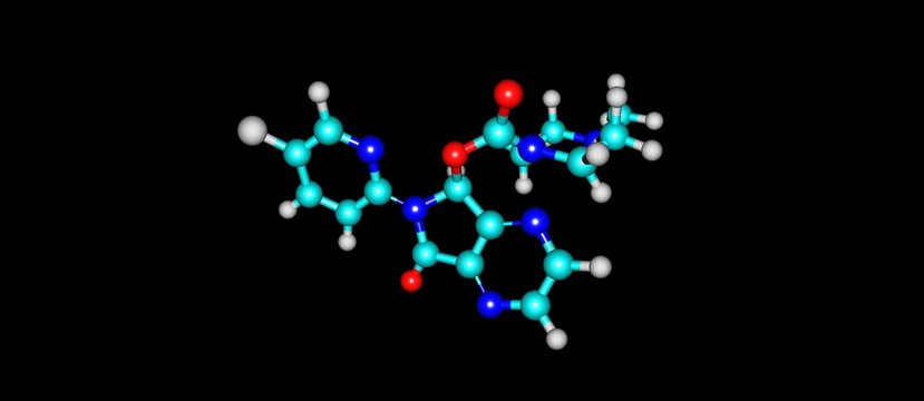 Zopiclone molecular structure isolated on black