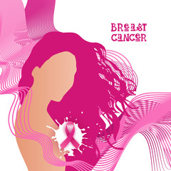 Breast Cancer Awareness Month Pink Ribbon Symbol Flat Vector Illustration