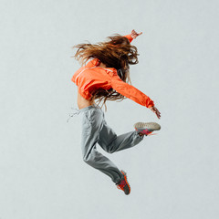 Modern style dancer jumping - obrazy, fototapety, plakaty