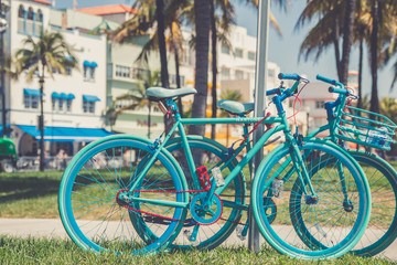 Fototapeta premium Fahrräder am Ocean Drive