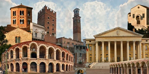 Papier Peint photo Monument artistique Verona, collage monumenti storici