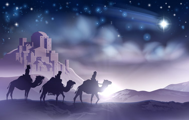 Three Wise Men Nativity Christmas Illustration 