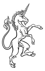Obraz na płótnie Canvas Heraldic Style Unicorn Drawing