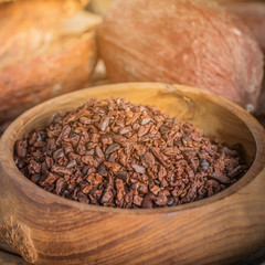 Cup of hot chocolate with cocoa powder,