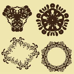 illustration of set of vintage design elements