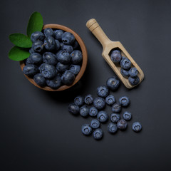 blueberries on black