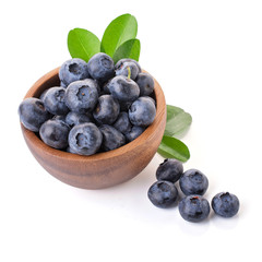 Blueberries in bowl isolated