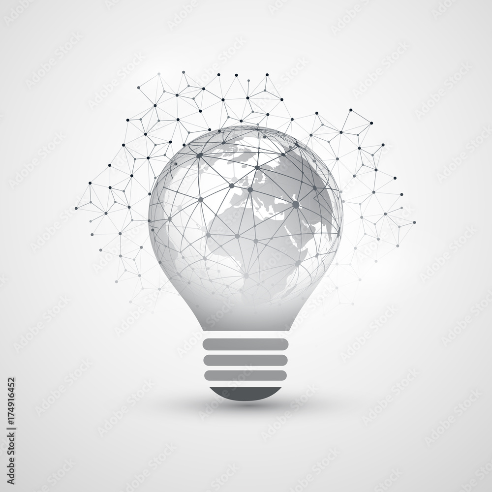 Poster abstract electricity, cloud computing and global network connections concept design with earth globe