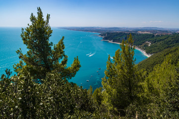 Riviera del Conero (Conero coast) seen from above. Marche, Ancona, Italy.