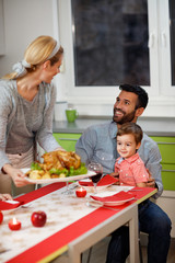 Family together at the table
