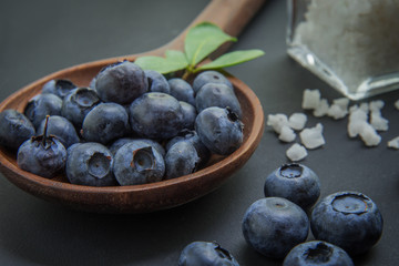 blueberries on black
