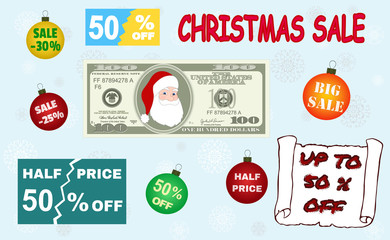 Set of various design elements for your Christmas sales. 