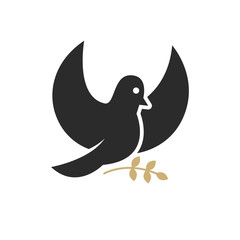 Dove with olive branch. Religious symbol.