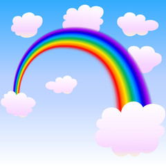 rainbow with clouds. vector illustration