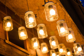 Light buld in jar as home decoration