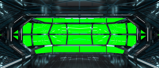 Spaceship dark interior 3D rendering