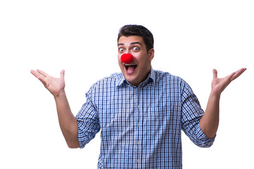 Funny man clown isolated on white background