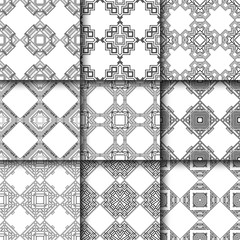 Ornamental art deco seamless patterns set. Template for design. Vector illustration eps10