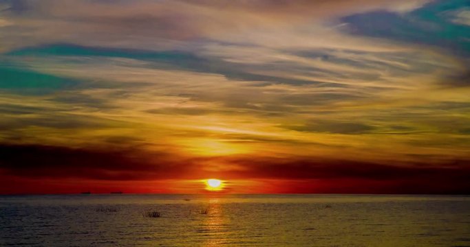 Sunset Over the Sea. Time Lapse