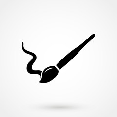 Paint brush icon flat. Illustration isolated on white background. Vector grey sign symbol