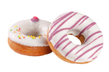 two glazed donut isolated on white background