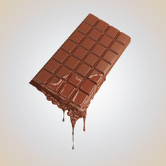 Chocolate bar with melted chocolate
