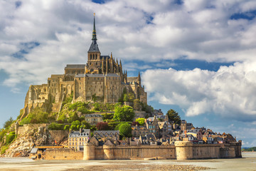 Fototapeta na wymiar Magnificent Mont Saint Michel cathedral on the island, Normandy, Northern France, Europe